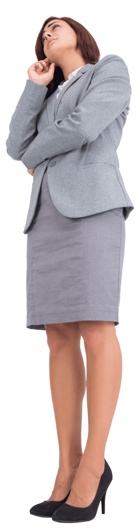 Thoughtful Businesswoman Standing on Transparent Background