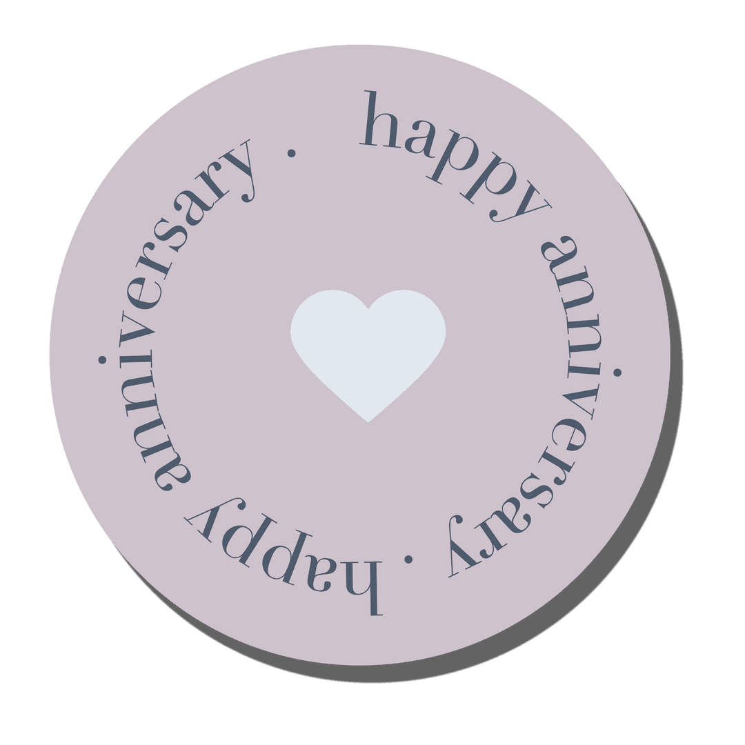Floating Anniversary Sticker with Heart on Transparent Background