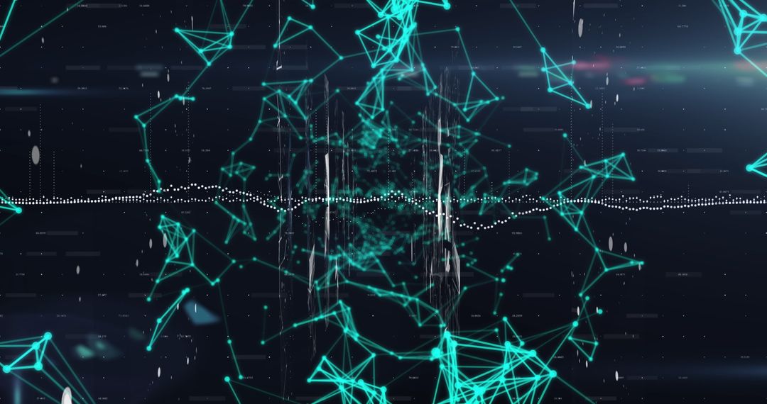 Digital Data Processing with Glowing Green Connections