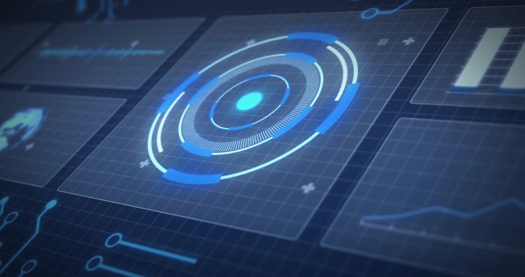 Futuristic Digital Data Interface with Holographic Displays