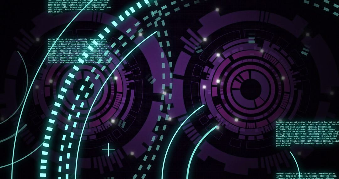 Futuristic Digital Data Processing Interface with Neon Graphics