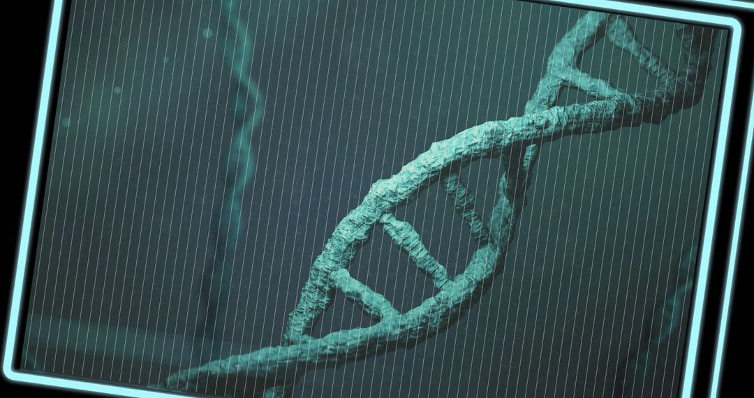 Futuristic DNA Strand Interface on Digital Screen