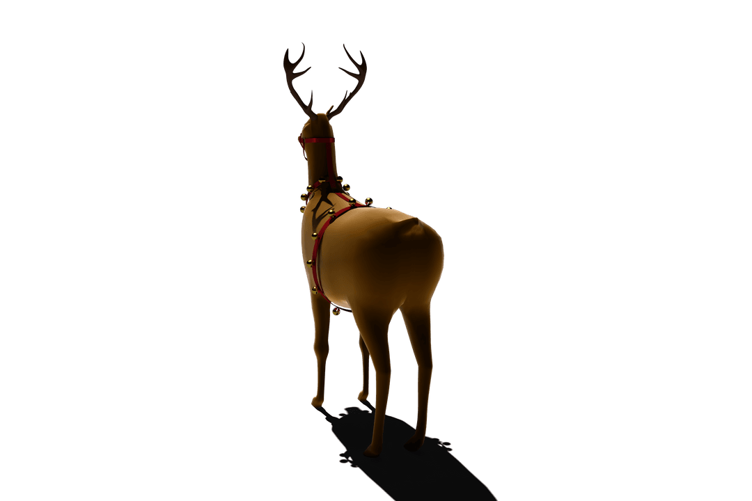 Transparent Santa's Reindeer in Festive Harness Facing Away