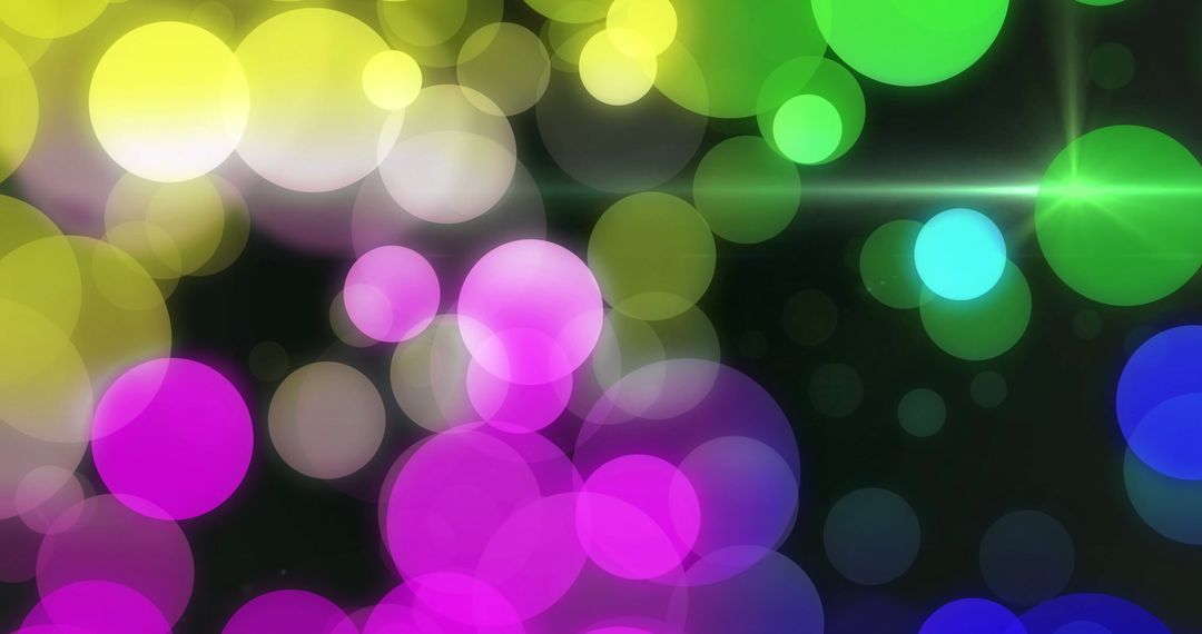Vibrant Bokeh Lights on Black Background Displaying Energetic Charm