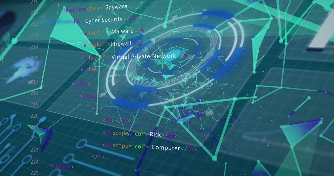 Futuristic Digital Technology Interface with Code and Network Connectivity