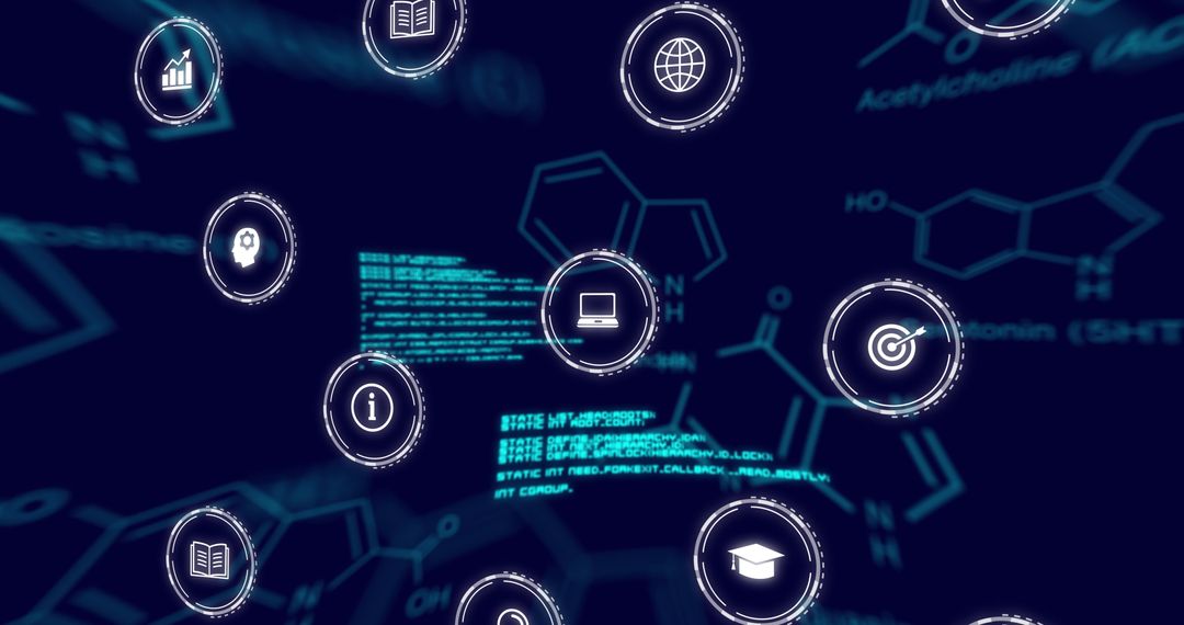 Digital Interface with Chemical Formula and Icon Layers