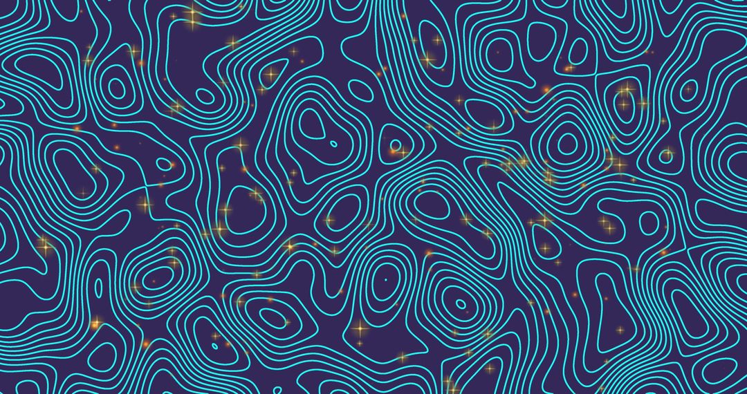 Futuristic Topography Patterns with Shining Stars on Blue