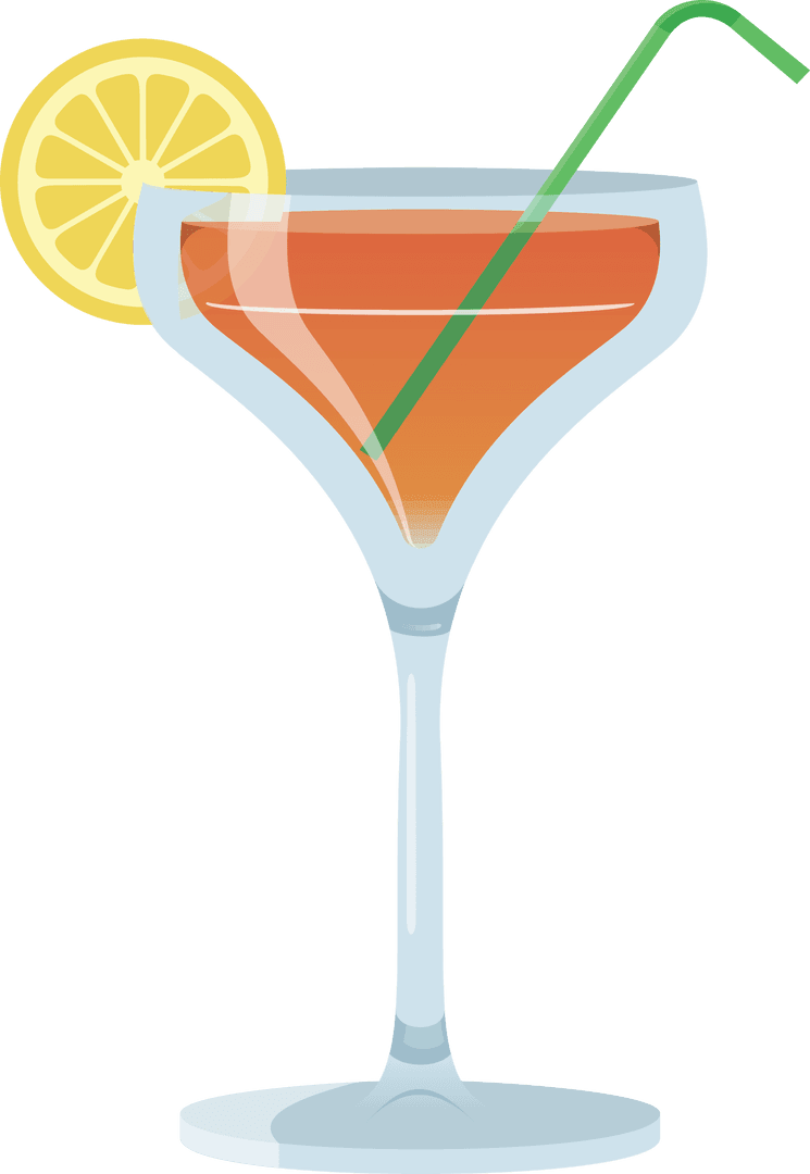 Refreshing Transparent Cocktail Drink with Lemon and Straw