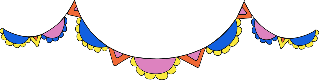 Colorful Scalloped Pennant Garland for Transparent Background