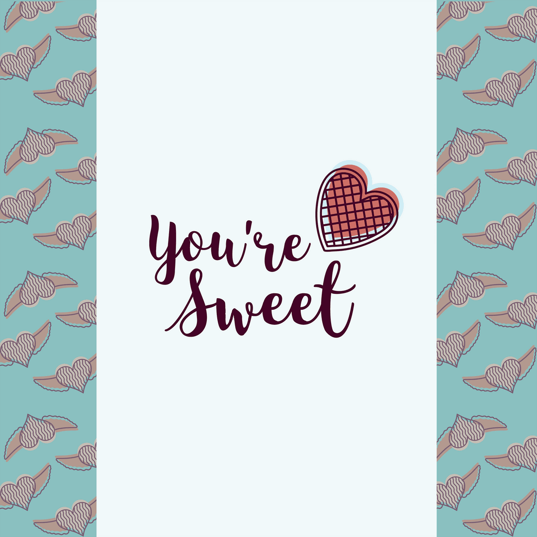You're Sweet Text with Heart Motif on Transparent Vector Background