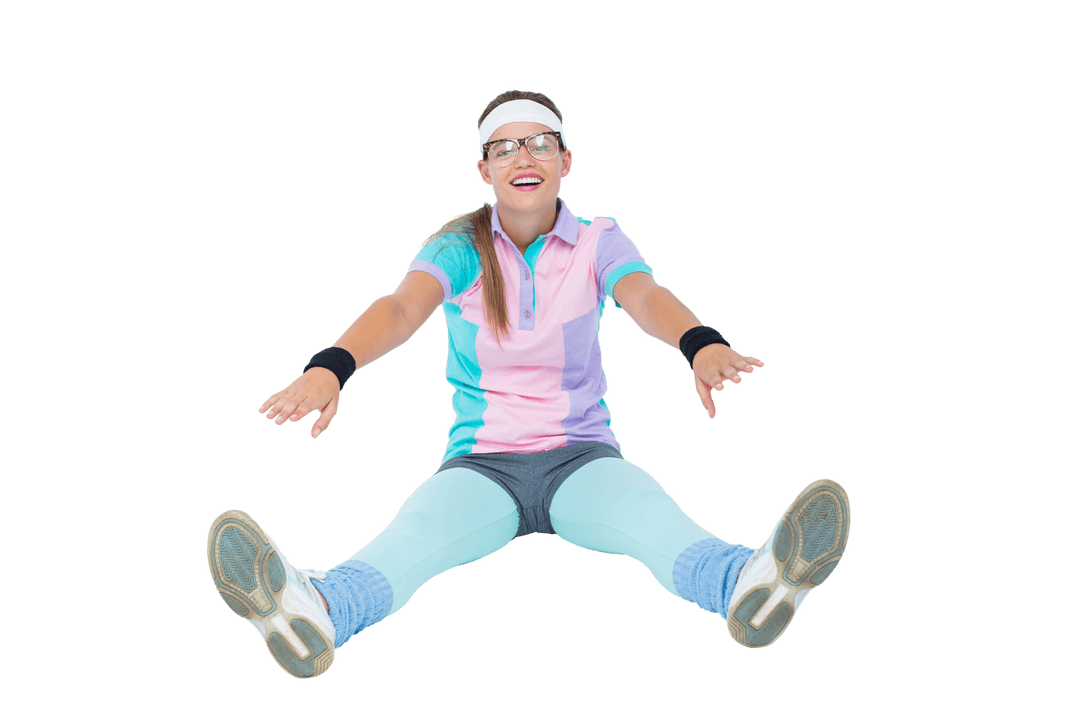 Energetic Hipster in Retro Sports Style with Transparent Background