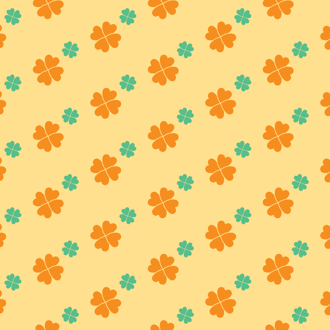 Seamless Transparent Clover Leaf Pattern on Yellow Background