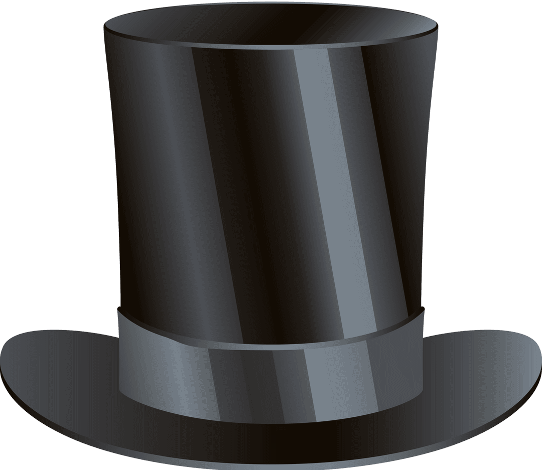 Elegant Top Hat with Shiny Bands on Transparent Background
