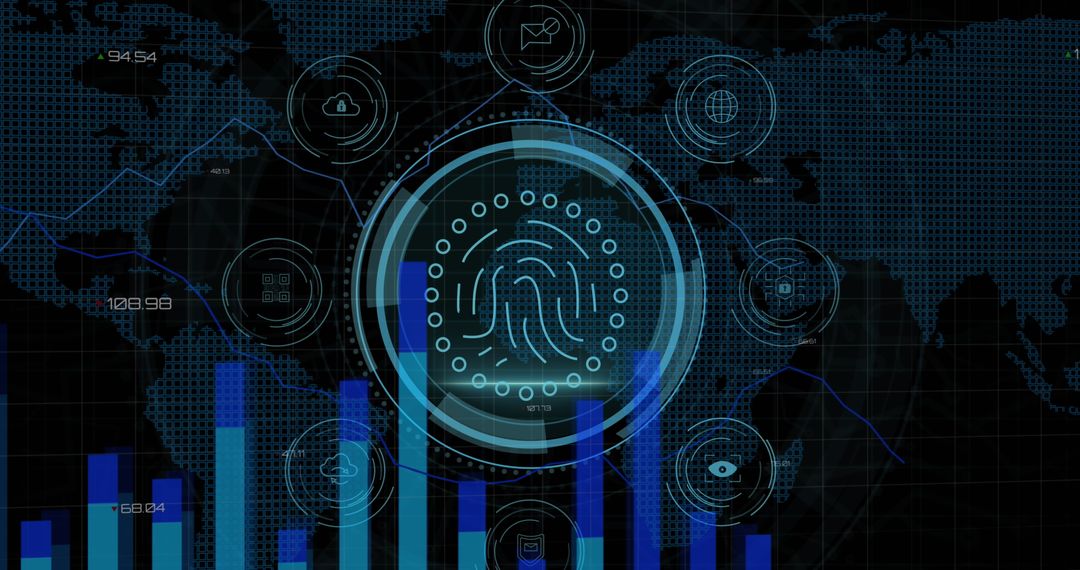 Innovative Data Security Concept with Fingerprint and Bar Chart