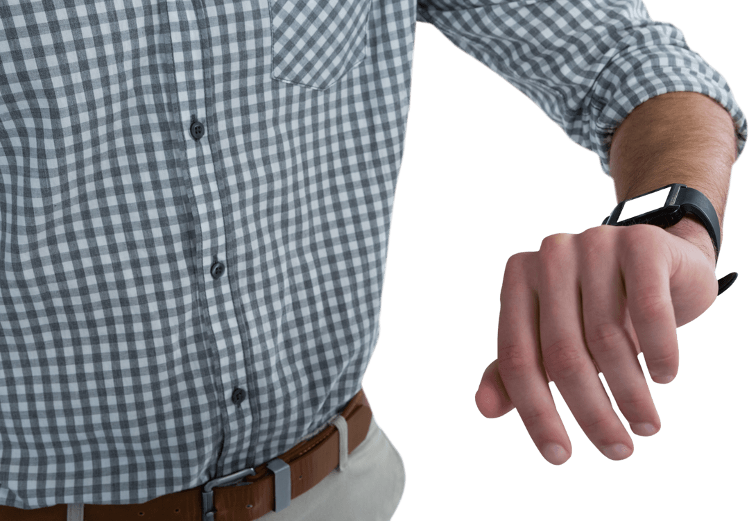 Midsection of Man with Transparent Background Wearing Smartwatch