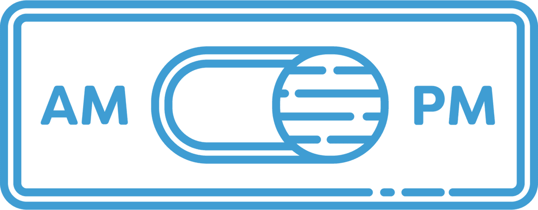 Transparent Blue AM PM Time Icon with Pac-Man Maze Shapes