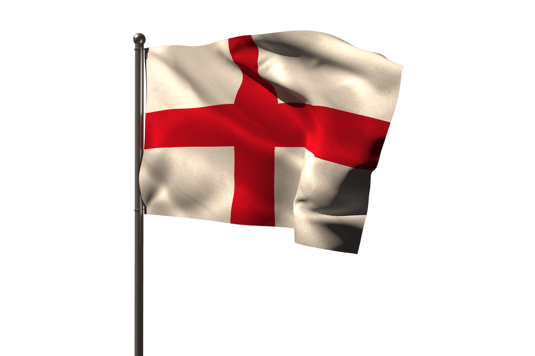 England Flag With St George's Cross on Transparent Background