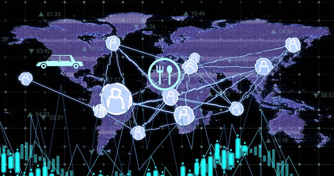 Global Data Network with Infographic Elements