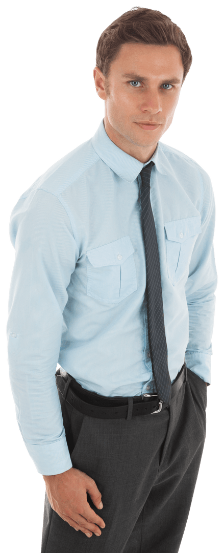 Transparent Businessman with Confident Posture and Hand in Pocket