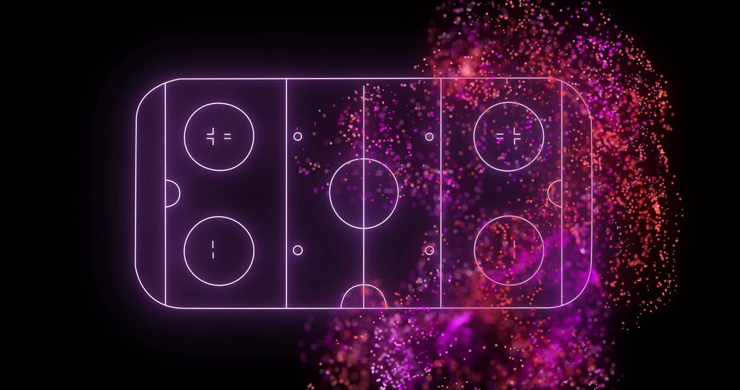 Hockey Rink Strategic Diagram with Vibrant Particle Explosion