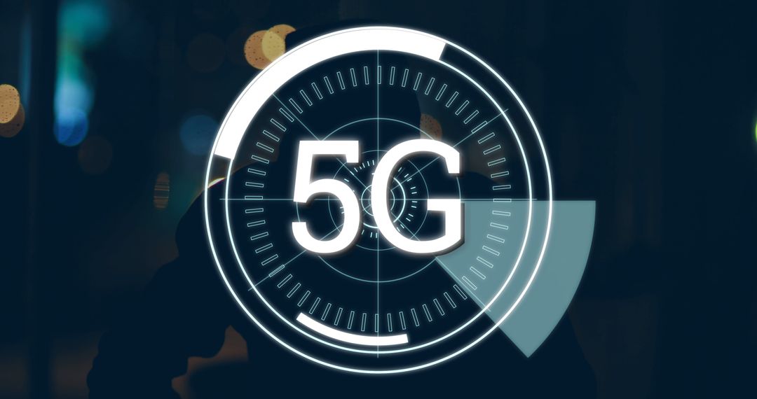 Futuristic 5G Technology Concept with Circles and Bokeh Lights