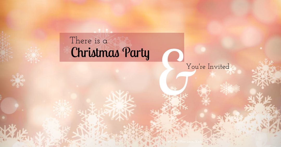 Festive Christmas Party Invitation with Snowflakes and Warm Bokeh Background