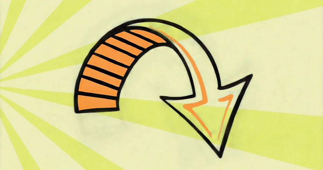 Orange Curved Arrow on Vibrant Radial Backdrop