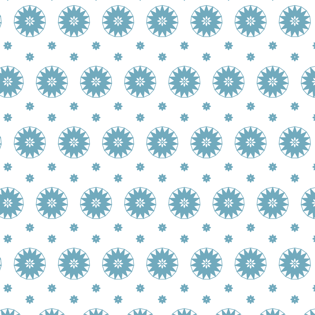Geometric Blue Dot and Star Pattern on Transparent Background