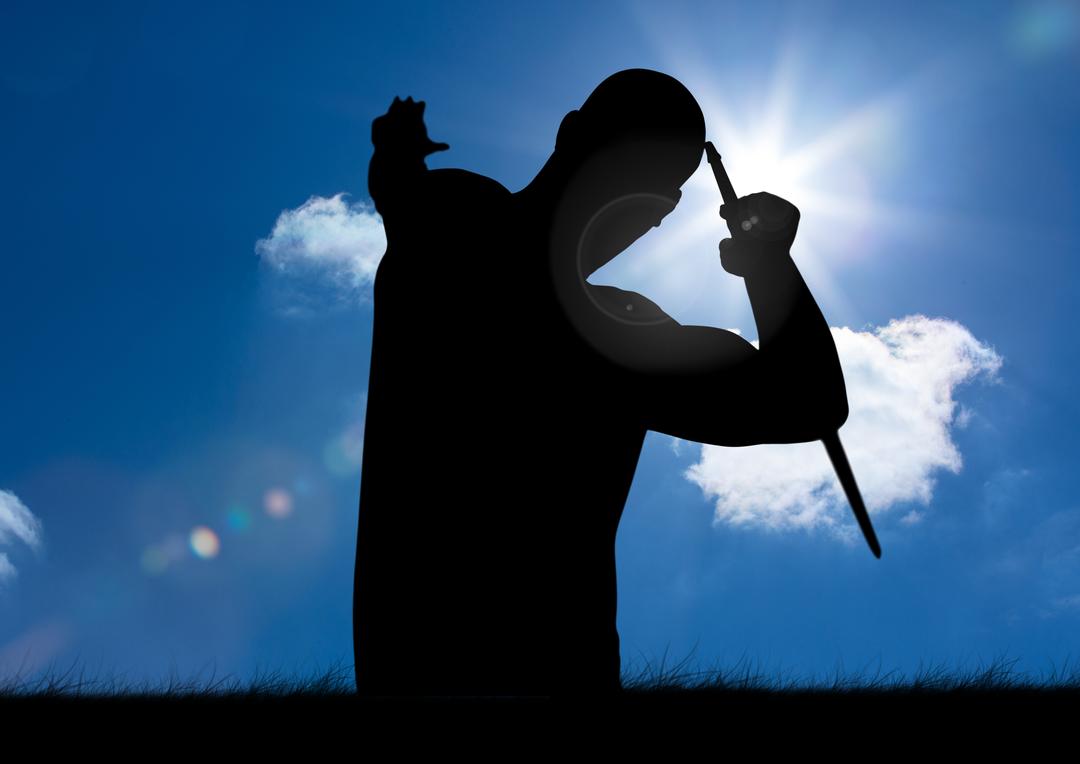 Silhouette of athlete throwing javelin with bright blue sky background - Free Images, Stock Photos and Pictures on Pikwizard.com