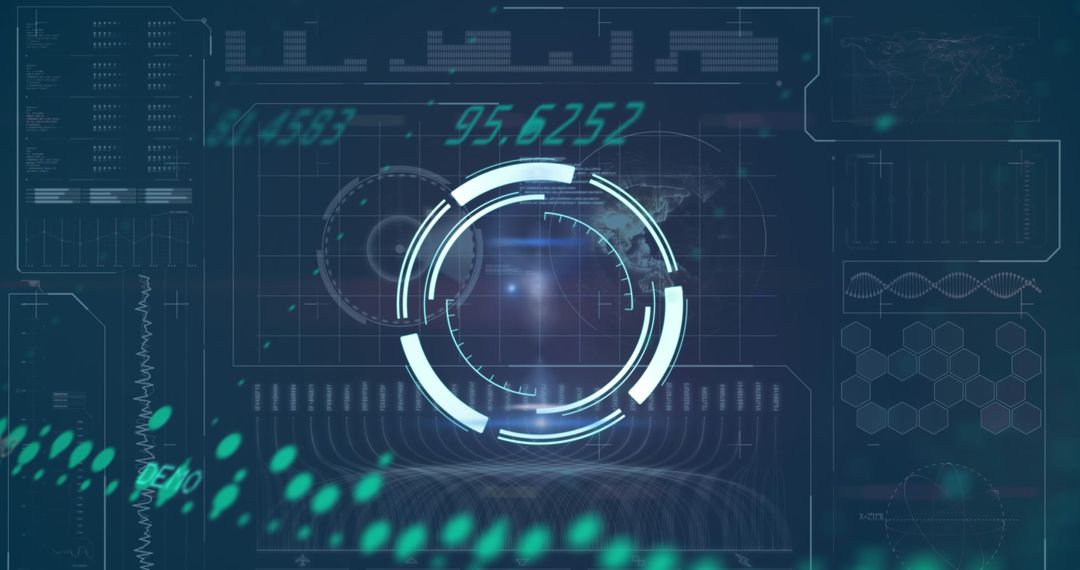 Futuristic Tech Interface with Digital Data Visualizations