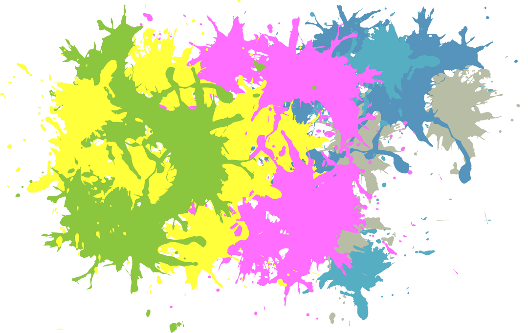 Vibrant Paint Splatters on Transparent Background Art Design