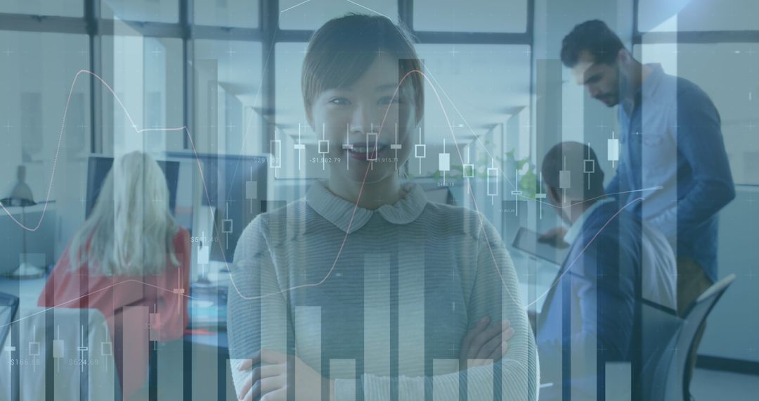 Digital Data Overlay on Diverse Professional Team