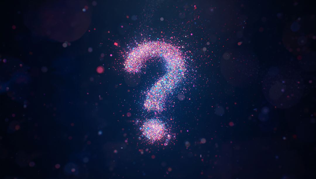 Vibrant Particle Question Mark in Cosmic Void