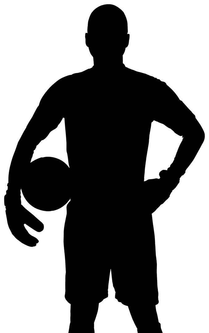 Transparent Silhouette of Football Player Holding Ball in Air