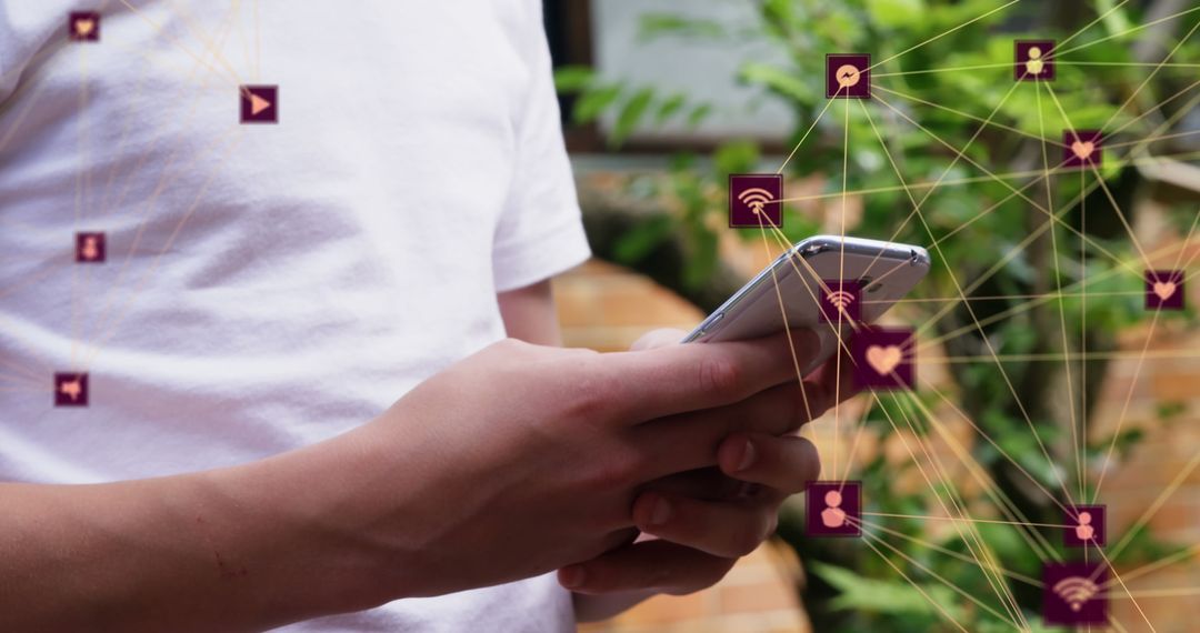 Man Connecting with Digital Network on Smartphone