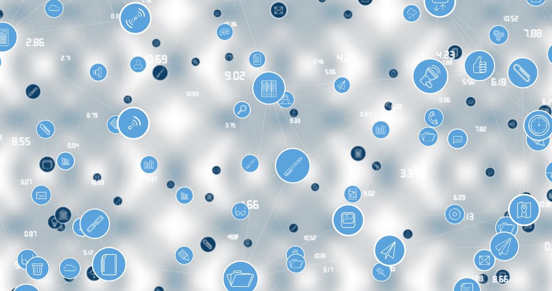 Abstract Digital Virus Movement with Icons and Emojis