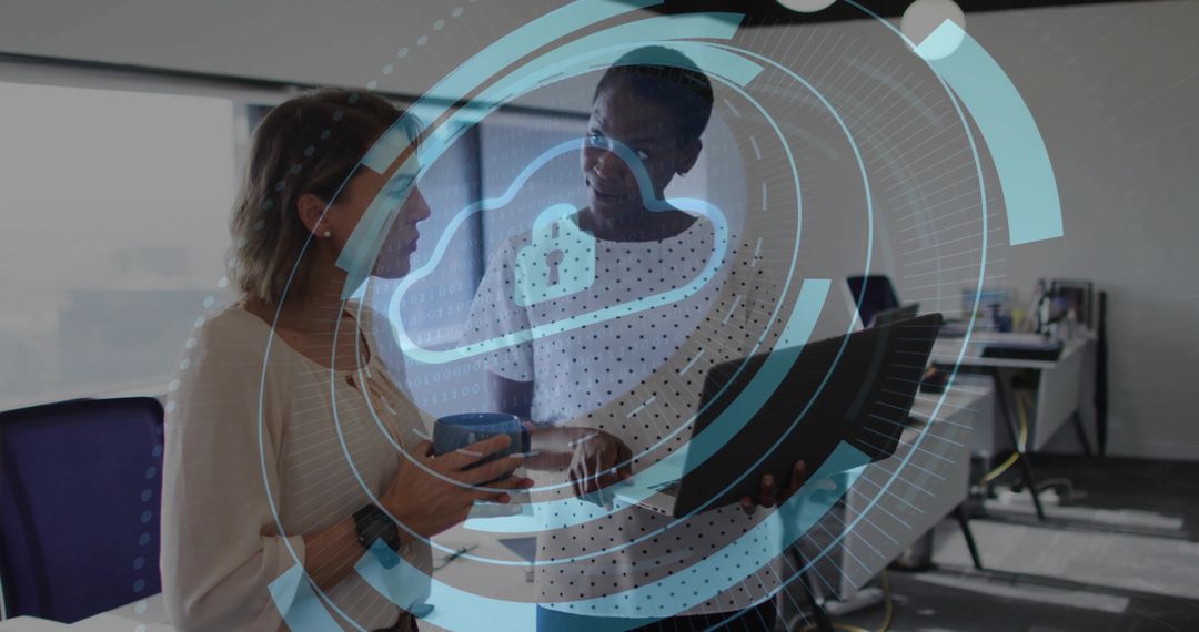 Collaborators Discussing Cloud Security Technology in Modern Office