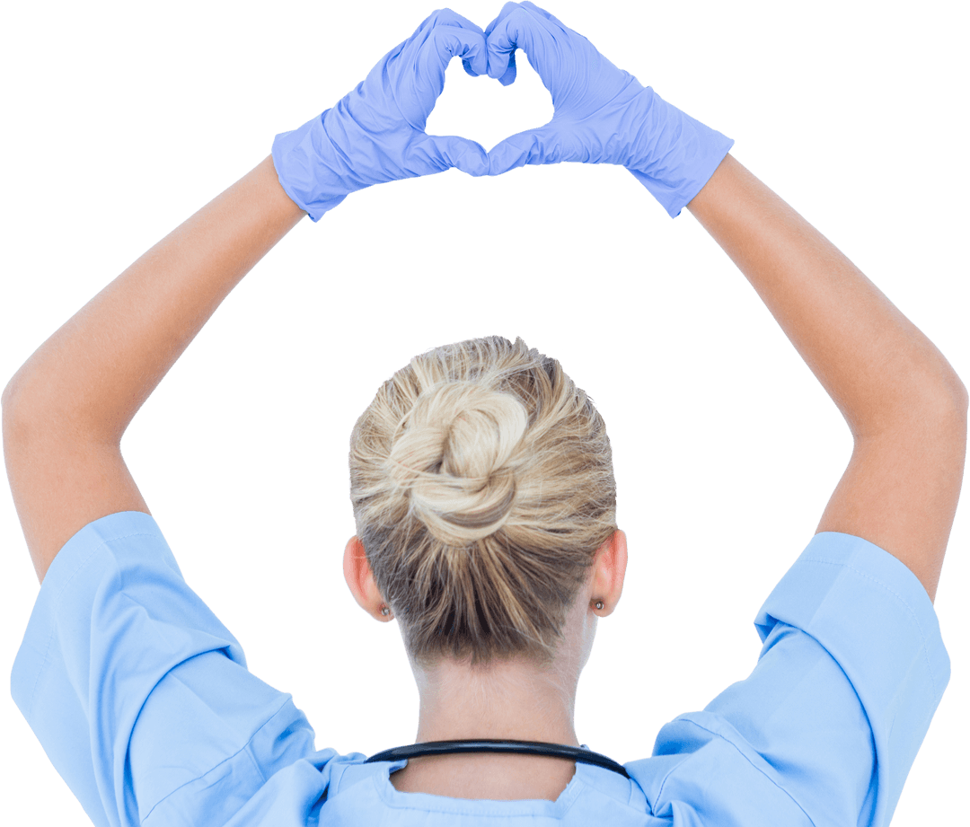 Transparent Surgeon Forming Heart Shape with Hands