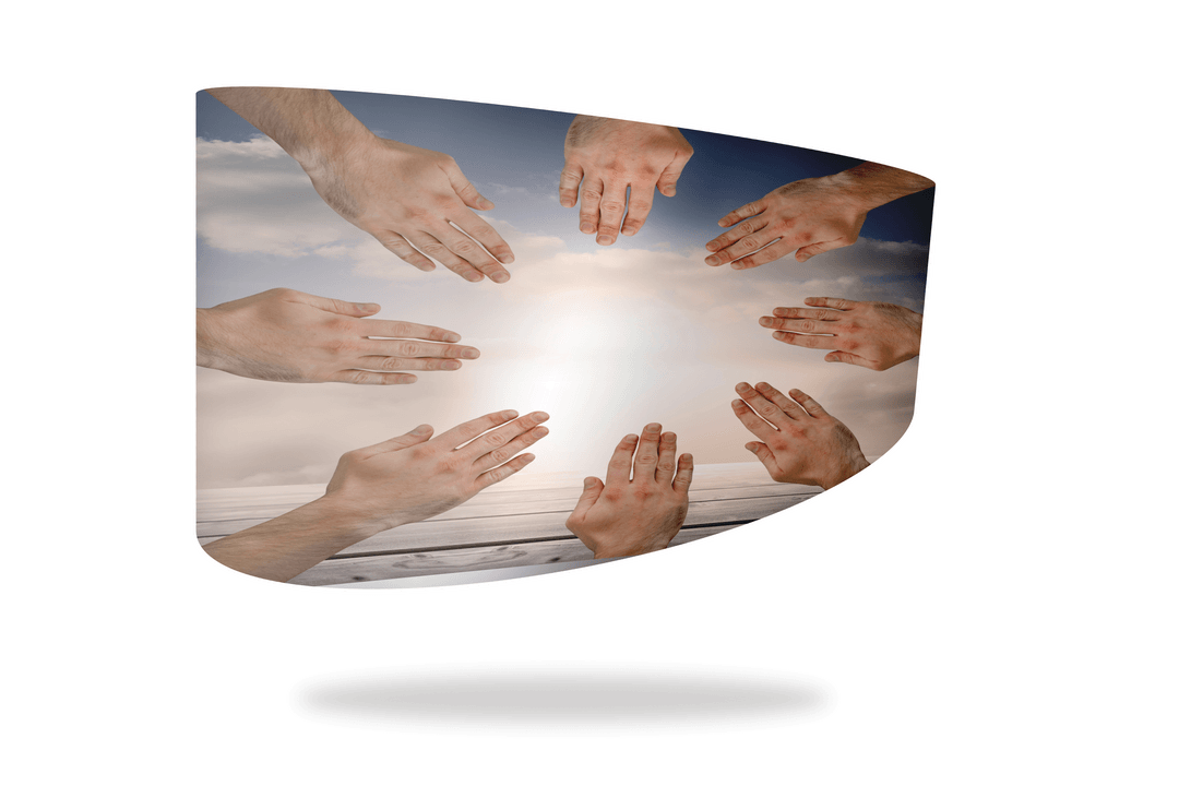 Hands Uniting on Transparent Abstract Background