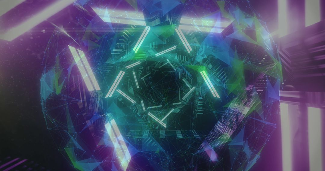 Futuristic Neon Abstract Hexagon Sphere in Motion