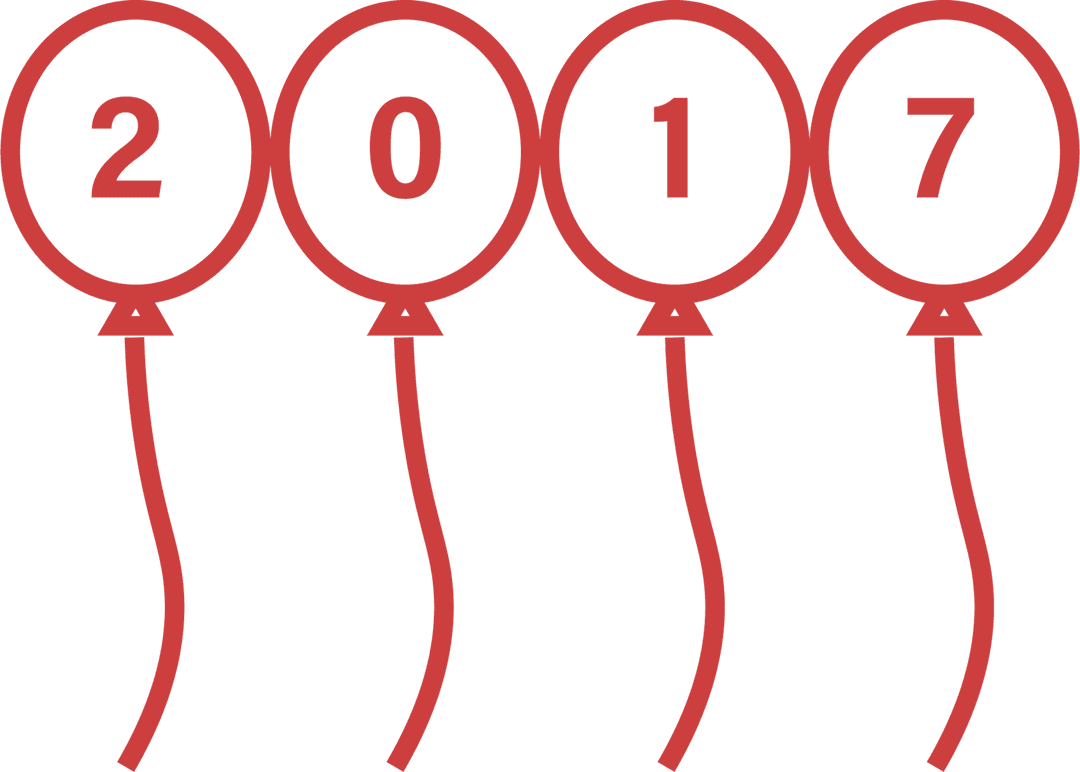 Red Balloons with 2017 on Transparent Background for Celebrations