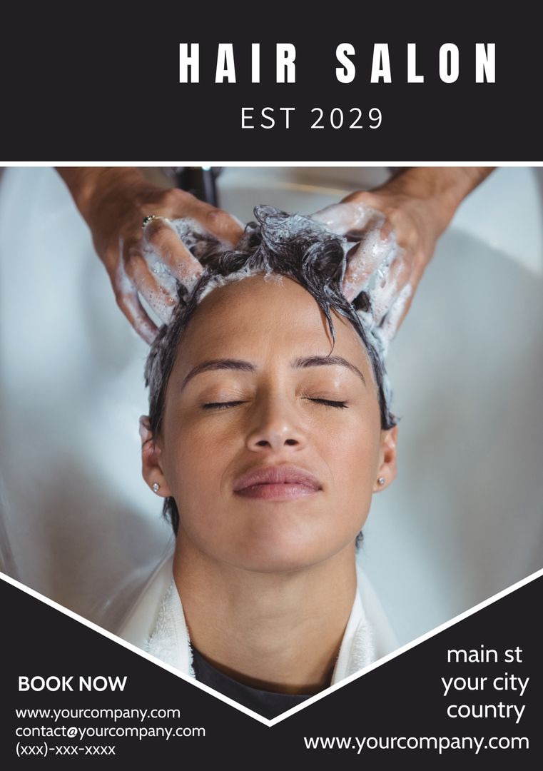 Tranquil Hair Wash at Luxury Salon for Ultimate Relaxation - Download Free  Template from Pikwizard