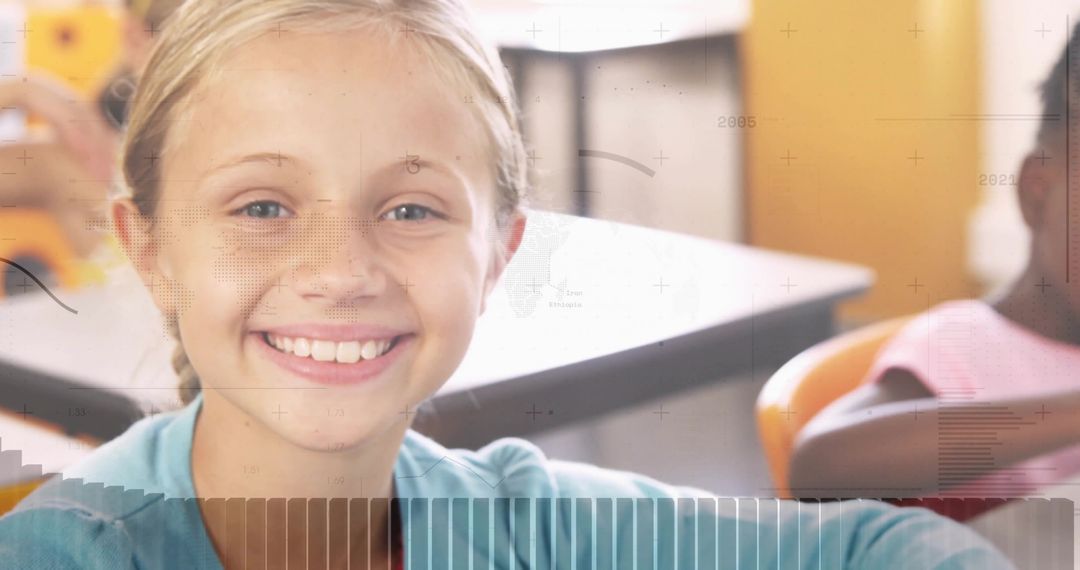 Happy Student Learning in Bright Classroom Environment