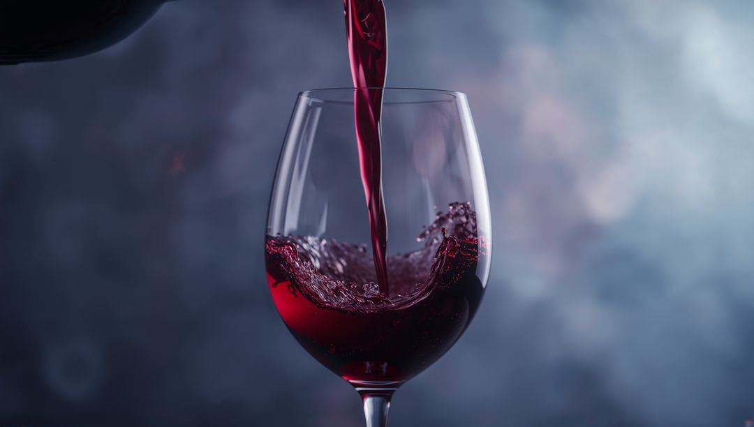 Pouring Red Wine in Glass Capturing Movement and Elegance