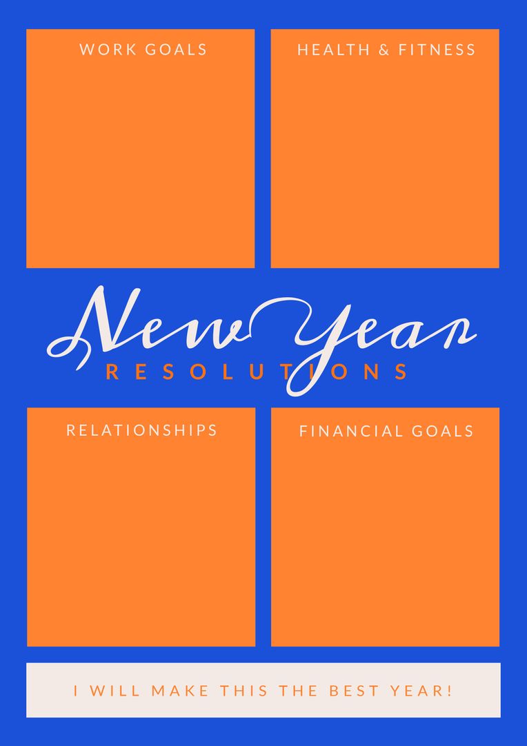 Composition of new year resolutions texts on blue background - Download Free Stock Templates Pikwizard.com