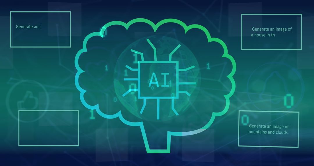 AI Brain Interface Depicting Data and Digital Connectivity