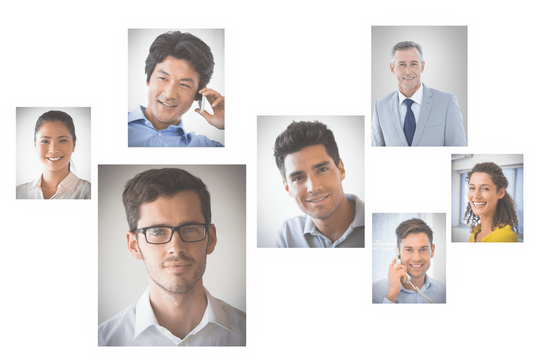 Collage of Smiling Professionals on Transparent Background