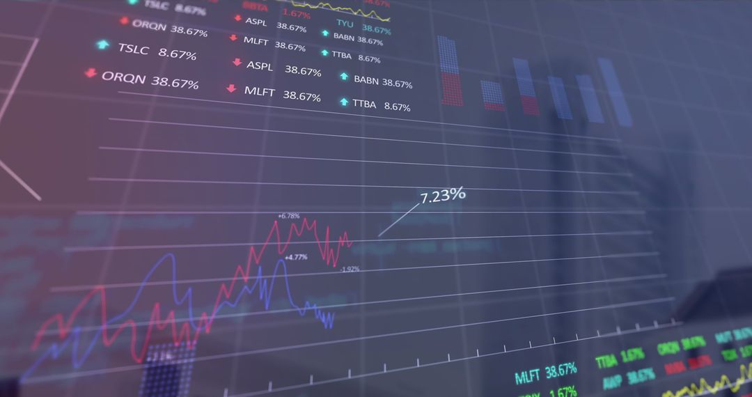 Digital Finance Analytics Interface with Transparent Cityscape Background