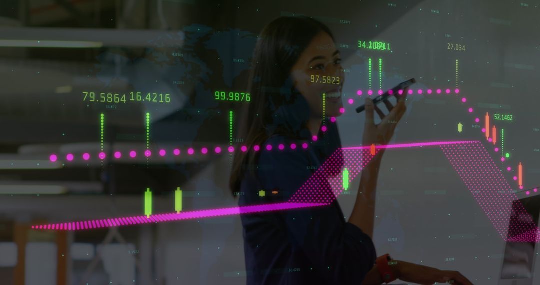 Financial Analyst Monitoring Stock Market Data in Office