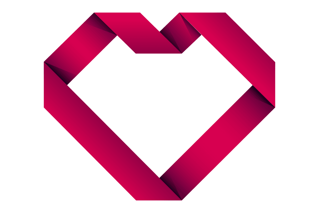 Transparent Ribbon Heart Icon for Valentine's Day